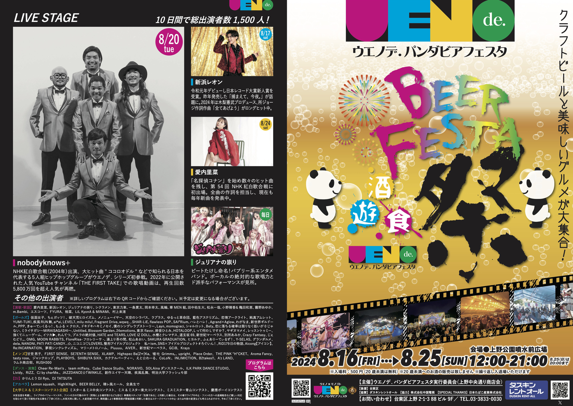 nobodyknows+】2024.8.20(火) 『ウエノデ.パンダビアフェスタ 2024